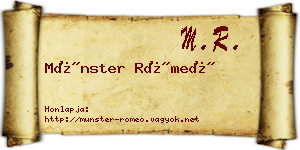 Münster Rómeó névjegykártya